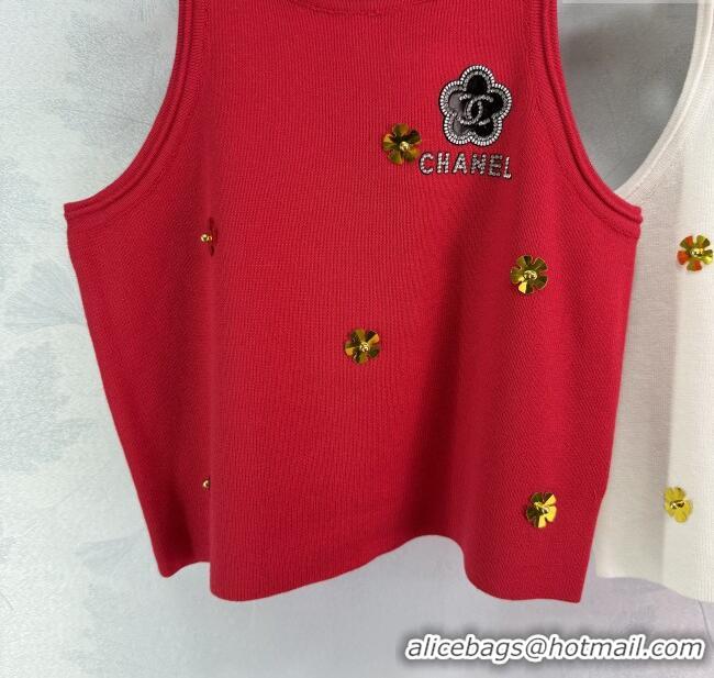 ​Best Price Chanel Vest with Charm 0411 White/Black/Red 2025