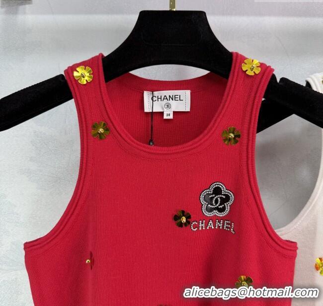 ​Best Price Chanel Vest with Charm 0411 White/Black/Red 2025