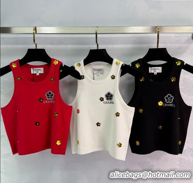 ​Best Price Chanel Vest with Charm 0411 White/Black/Red 2025