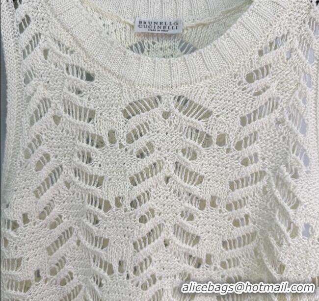 Promotional Chanel Knit Crochet Vest 0411 White 2025