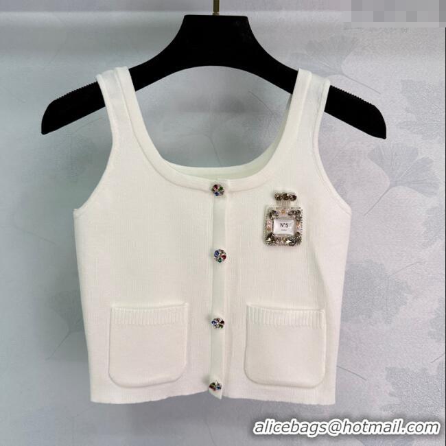 Top Grade Chanel Tencel Vest 0411 White 2025