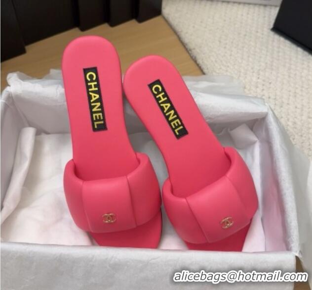 Best Grade Chanel Overlap Calfskin Flat Slides Sandal Pink 2025 CH041615