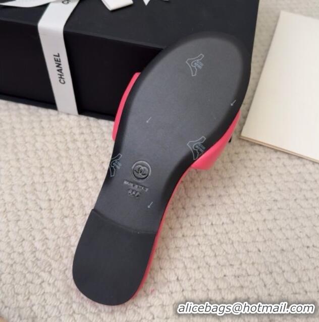 Best Grade Chanel Overlap Calfskin Flat Slides Sandal Pink 2025 CH041615