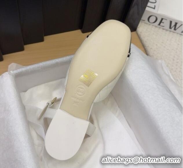 Unique Style Chanel Quilted Calfskin & Patent Flat Sandals with Chain White 2025 CH041617