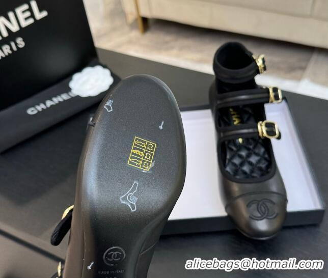 Trendy Design Chanel Calfskin Leather Mary Janes Pumps 7cm with Triple Buckle Black 2025 G46477