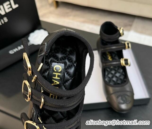 Trendy Design Chanel Calfskin Leather Mary Janes Pumps 7cm with Triple Buckle Black 2025 G46477
