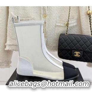 Good Quality Chanel Mesh Flat Ankle Boots White 2025 CH041619