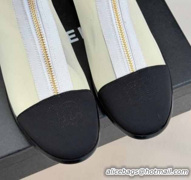 Good Quality Chanel Mesh Flat Ankle Boots White 2025 CH041619