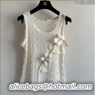Famous Brand Chanel Flower Vest CH0411 White 2025