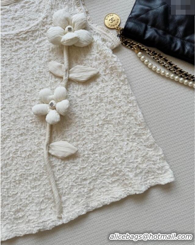 Famous Brand Chanel Flower Vest CH0411 White 2025