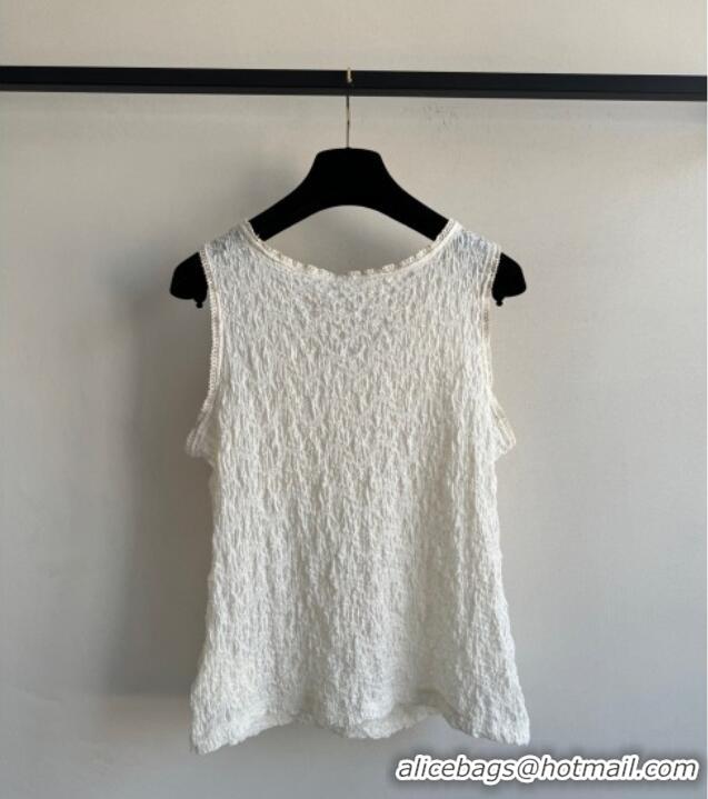 Famous Brand Chanel Flower Vest CH0411 White 2025