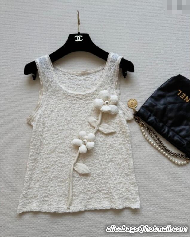 Famous Brand Chanel Flower Vest CH0411 White 2025