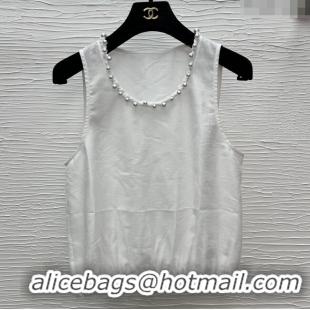 Super Quality Chanel Vest with Pearls CH042819 White 2025