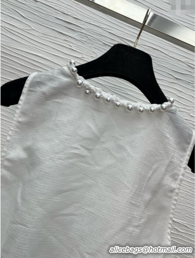 Super Quality Chanel Vest with Pearls CH042819 White 2025
