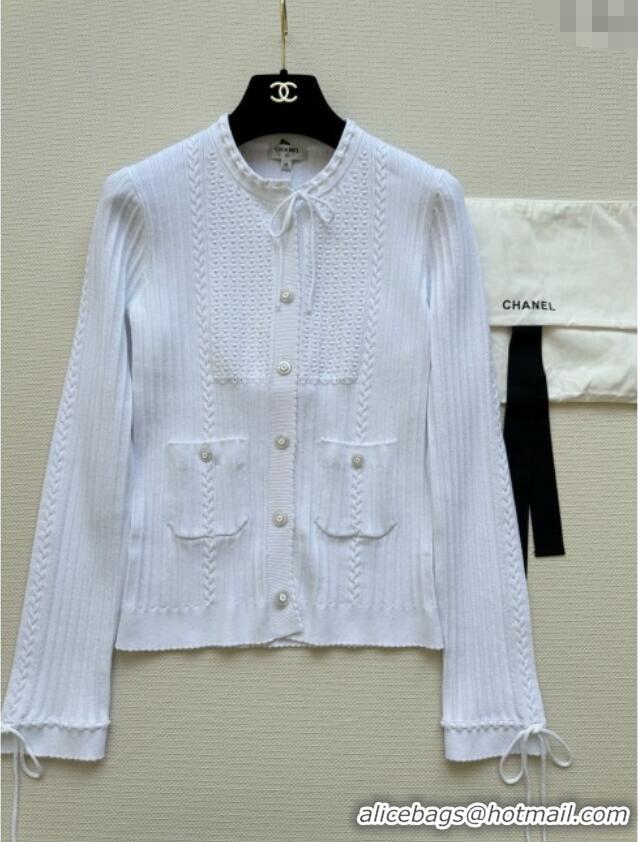 Top Quality Chanel Knit Cardigan CH042902 White 2025