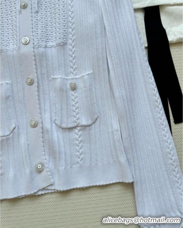 Top Quality Chanel Knit Cardigan CH042902 White 2025