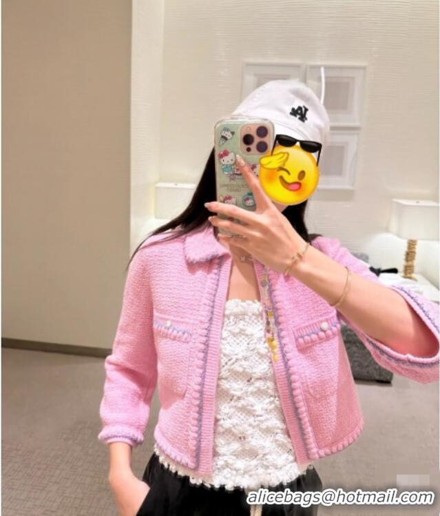 Top Quality Chanel Knit Cardigan CH042910 Pink 2025
