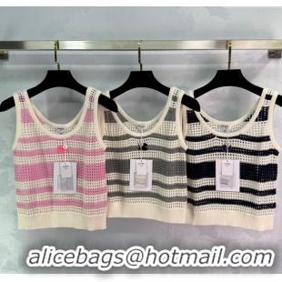 Luxury Cheap Chanel Cotton Knit Vest 30072 Grey/Pink/Black 2025