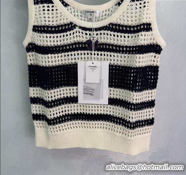 Luxury Cheap Chanel Cotton Knit Vest 30072 Grey/Pink/Black 2025