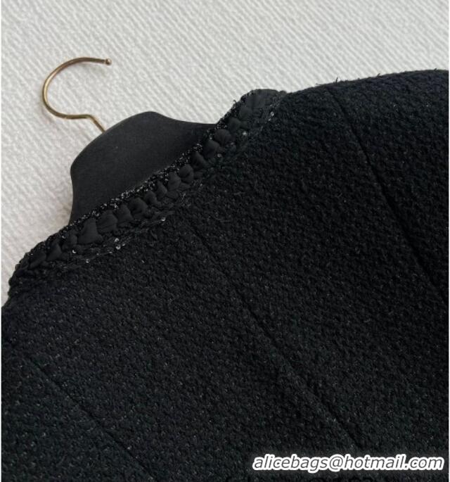 Big Discount Chanel Tweed Jacket 30054 Black 2025(No Necklace)