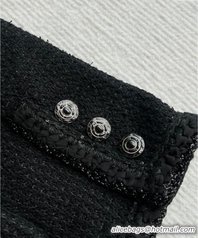 Big Discount Chanel Tweed Jacket 30054 Black 2025(No Necklace)