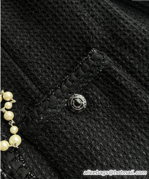 Big Discount Chanel Tweed Jacket 30054 Black 2025(No Necklace)