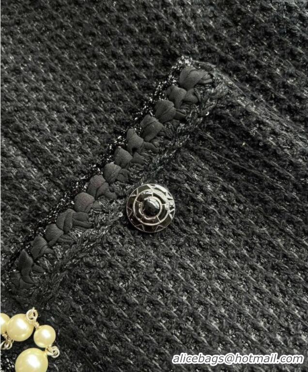 Big Discount Chanel Tweed Jacket 30054 Black 2025(No Necklace)