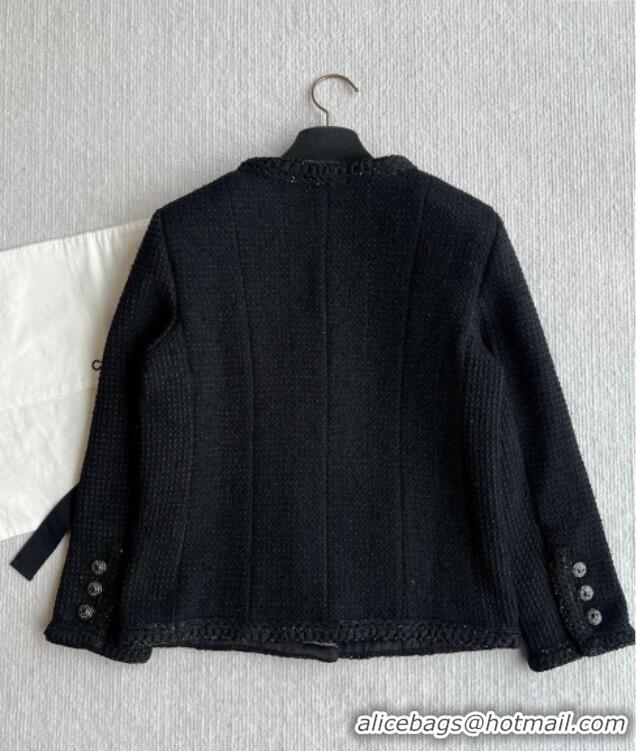 Big Discount Chanel Tweed Jacket 30054 Black 2025(No Necklace)