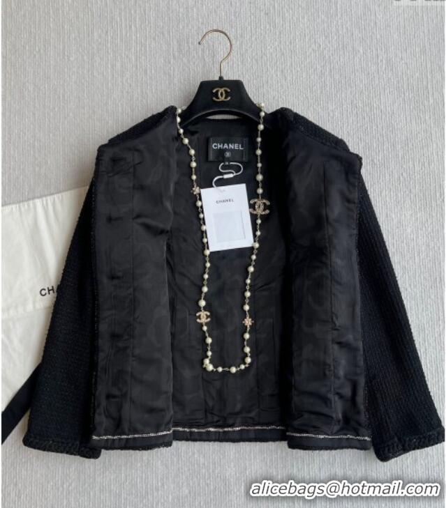 Big Discount Chanel Tweed Jacket 30054 Black 2025(No Necklace)