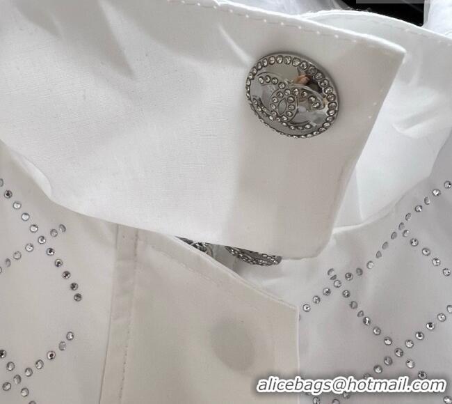 ​Best Grade Chanel Strass Quilted Jacket 30049 White/Black 2025