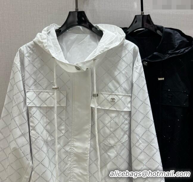 ​Best Grade Chanel Strass Quilted Jacket 30049 White/Black 2025