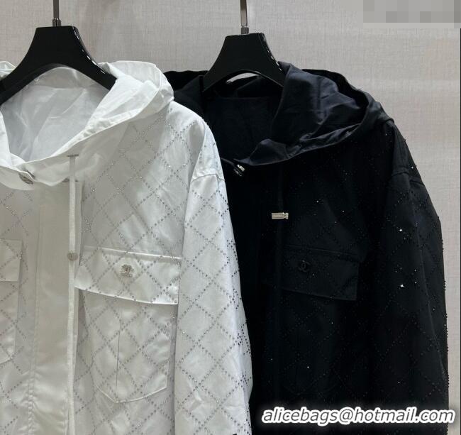 ​Best Grade Chanel Strass Quilted Jacket 30049 White/Black 2025
