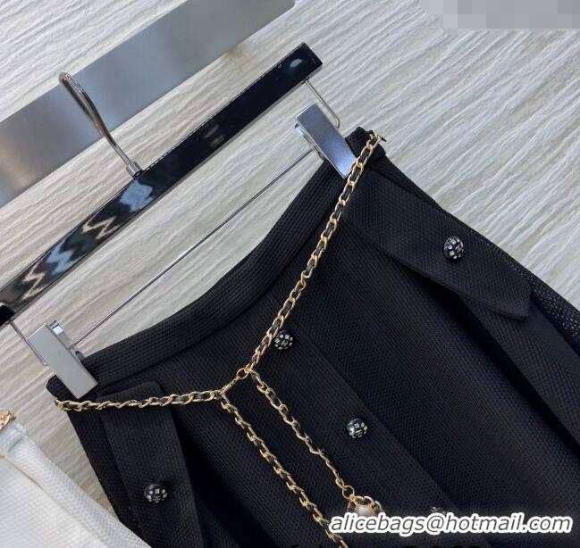 ​Famous Brand Chanel Mesh Skirt with Chain 42980 White/Black 2025