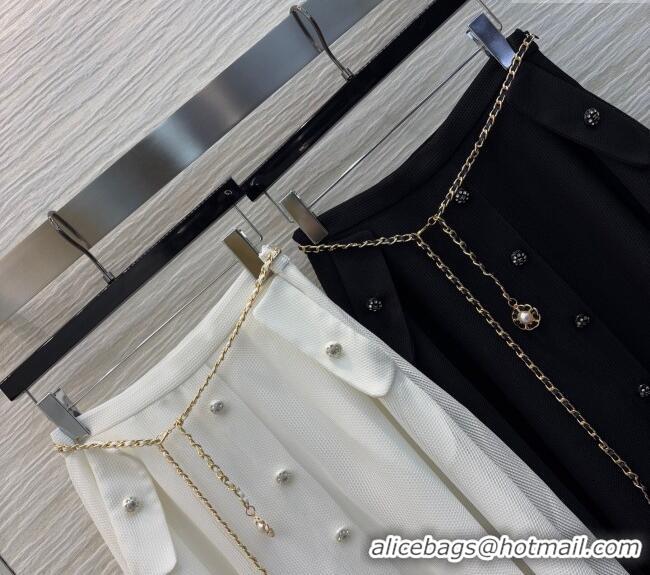 ​Famous Brand Chanel Mesh Skirt with Chain 42980 White/Black 2025