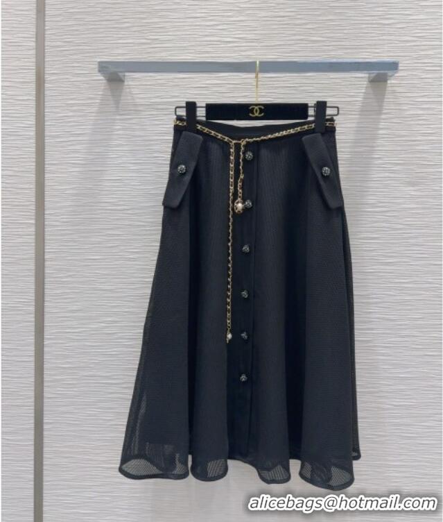 ​Famous Brand Chanel Mesh Skirt with Chain 42980 White/Black 2025