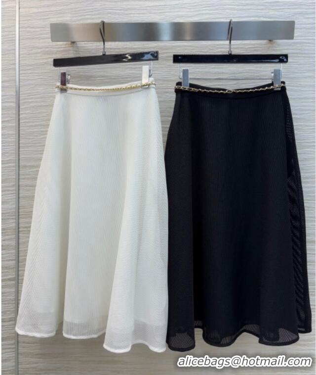 ​Famous Brand Chanel Mesh Skirt with Chain 42980 White/Black 2025