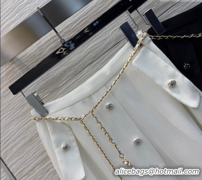 ​Famous Brand Chanel Mesh Skirt with Chain 42980 White/Black 2025