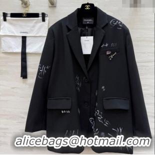Shop Inexpensive Chanel Graffiti Jacket 42907 Black 2025