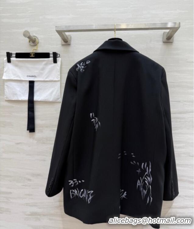 Shop Inexpensive Chanel Graffiti Jacket 42907 Black 2025