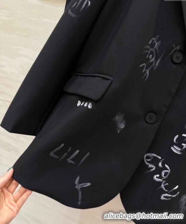Shop Inexpensive Chanel Graffiti Jacket 42907 Black 2025