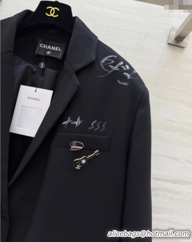 Shop Inexpensive Chanel Graffiti Jacket 42907 Black 2025