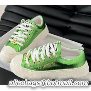 Discount Fashion Chanel Calfskin Platform Sneakers Green 2025 CH041708