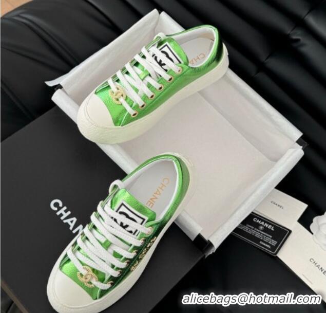 Discount Fashion Chanel Calfskin Platform Sneakers Green 2025 CH041708