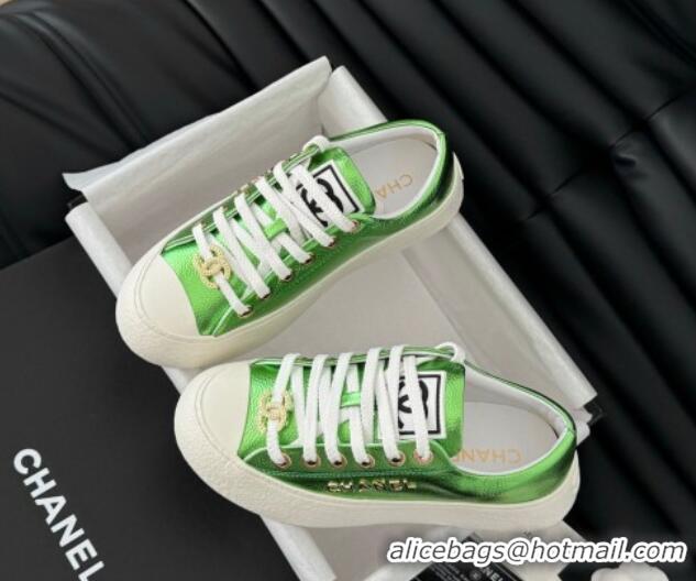 Discount Fashion Chanel Calfskin Platform Sneakers Green 2025 CH041708