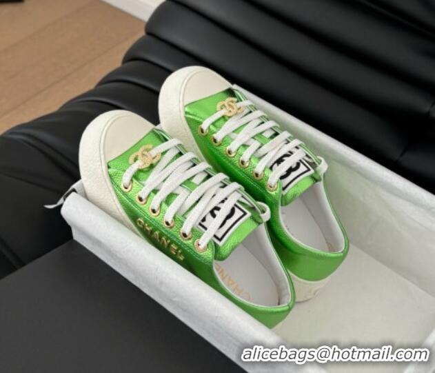 Discount Fashion Chanel Calfskin Platform Sneakers Green 2025 CH041708