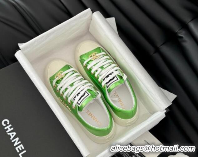 Discount Fashion Chanel Calfskin Platform Sneakers Green 2025 CH041708