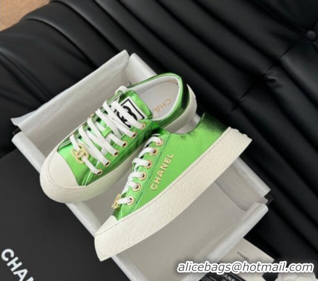 Discount Fashion Chanel Calfskin Platform Sneakers Green 2025 CH041708