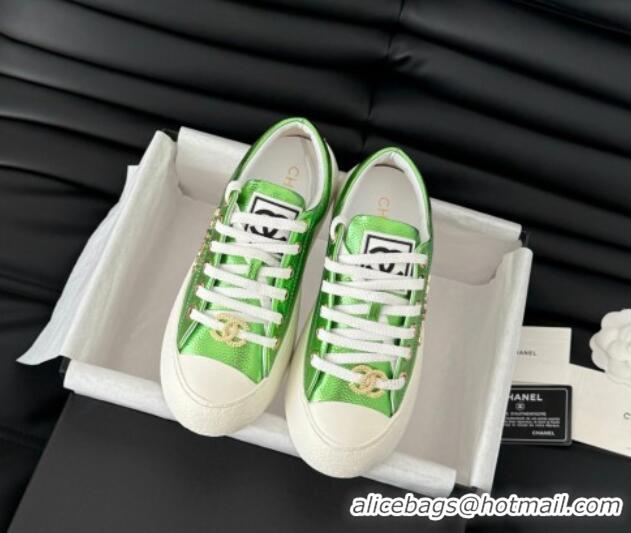 Discount Fashion Chanel Calfskin Platform Sneakers Green 2025 CH041708
