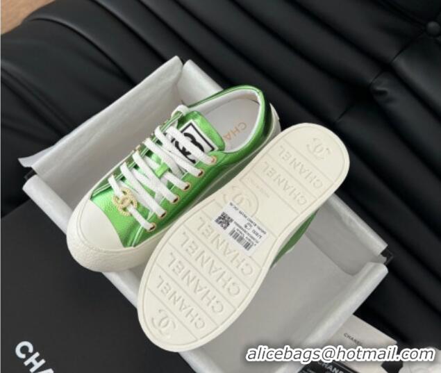Discount Fashion Chanel Calfskin Platform Sneakers Green 2025 CH041708