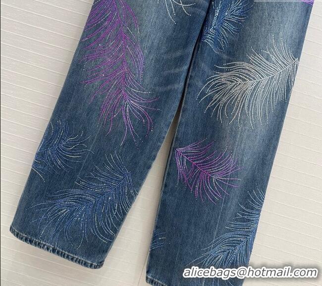 Buy Inexpensive Chanel Strass Feather Jeans 30011 Blue 2025